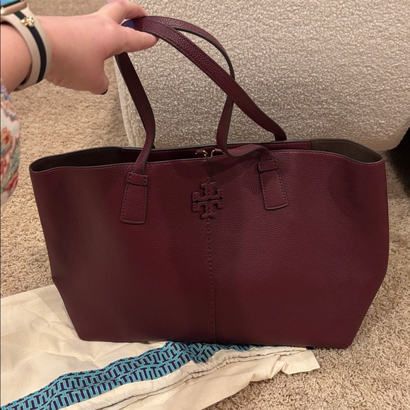 Tory Burch McGraw Burgundy Tote - Picture 2 of 11
